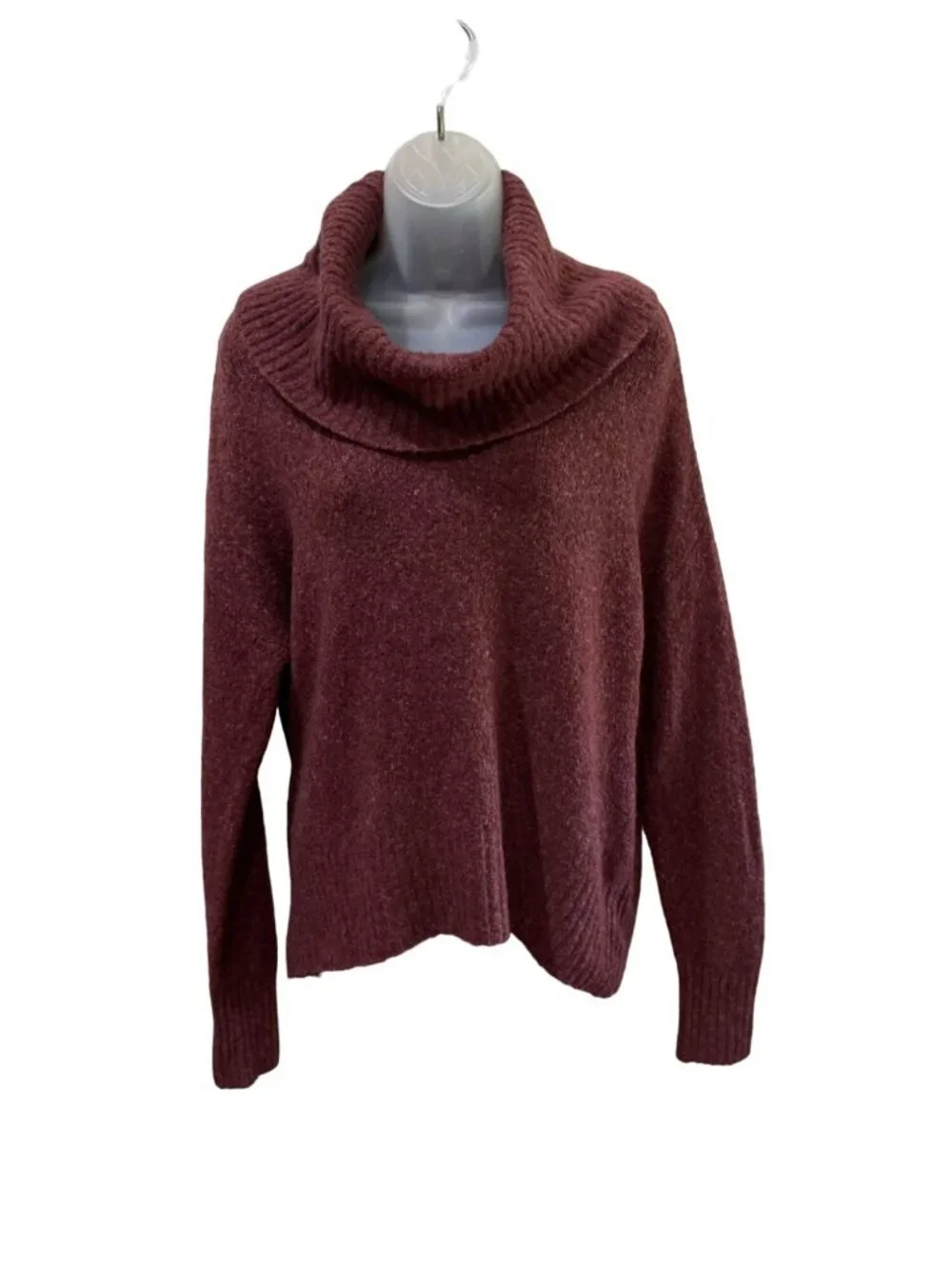 Michael Kors Burgundy Hi-Low Turtleneck Sweater Women’s M/L Oversized Wool Blend